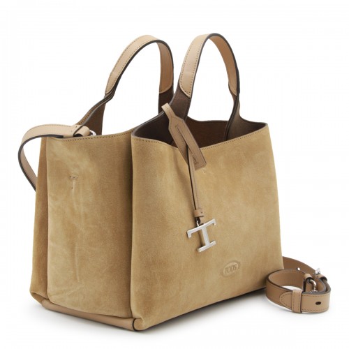 BEIGE LEATHER TOP HANDLE BAG