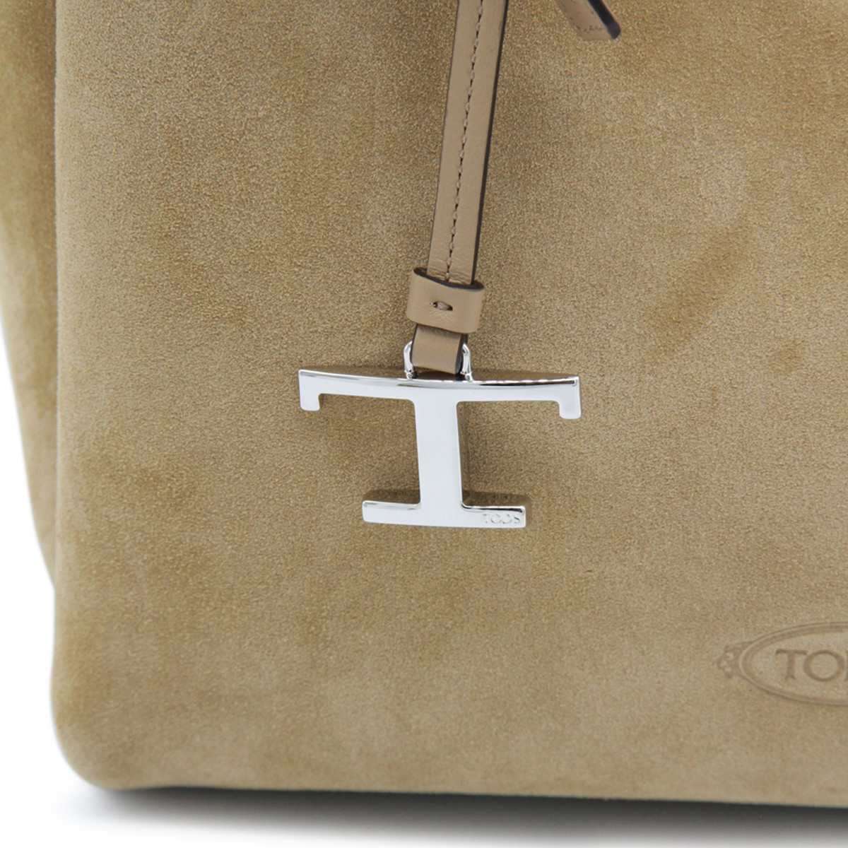 BEIGE LEATHER TOP HANDLE BAG