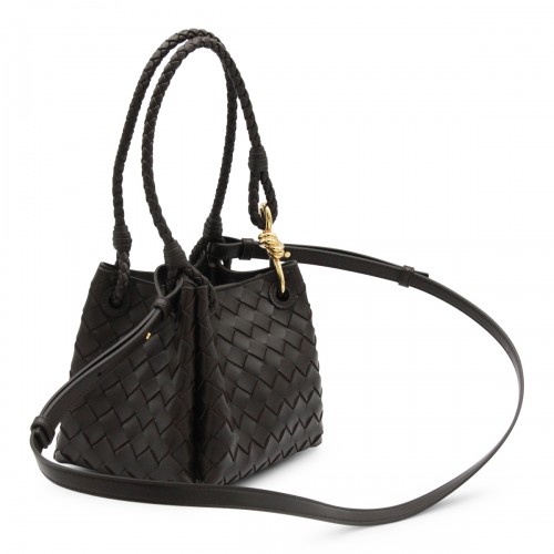 DARK BROWN LEATHER PARACHUTE SMALL SHOULDER BAG