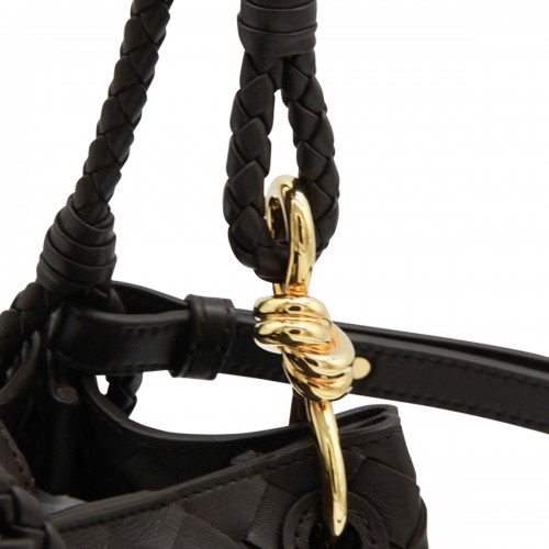 DARK BROWN LEATHER PARACHUTE SMALL SHOULDER BAG
