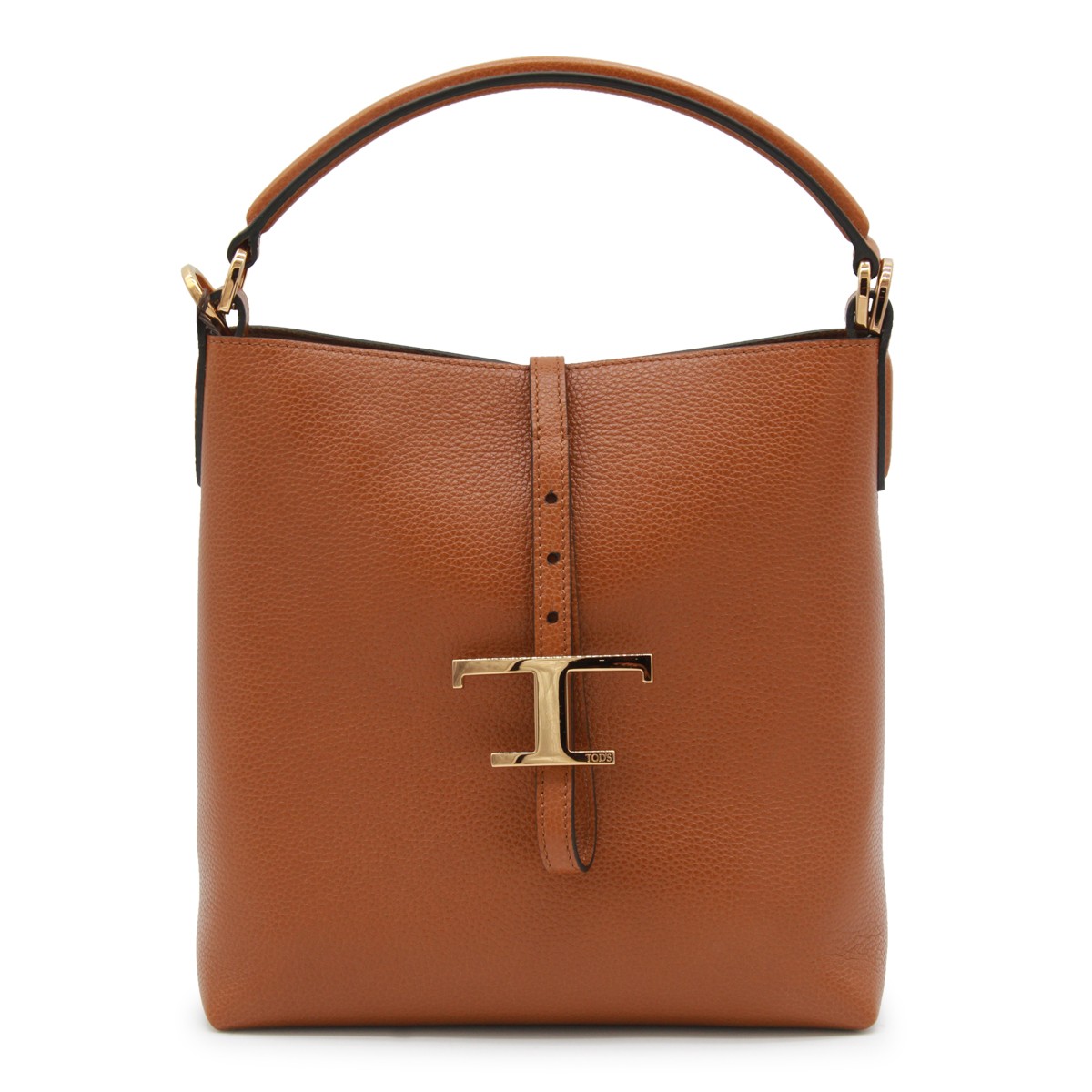 BROWN LEATHER TOP HANDLE BAG