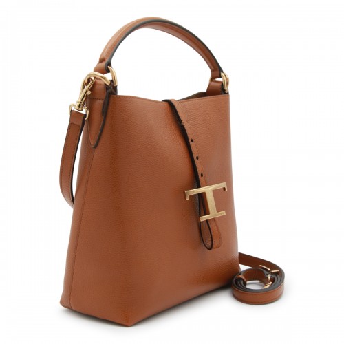 BROWN LEATHER TOP HANDLE BAG