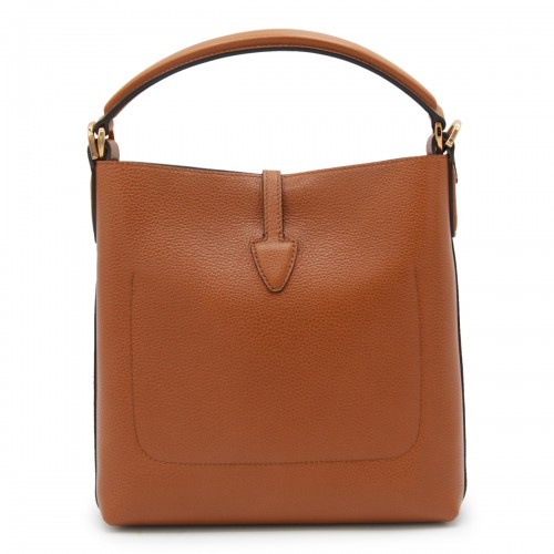 BROWN LEATHER TOP HANDLE BAG