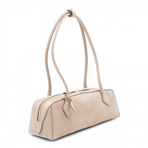 BEIGE LEATHER TECKLE MEDIUM SHOULDER BAG