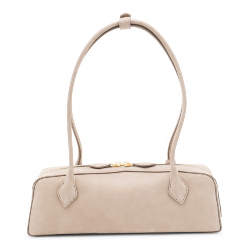 BEIGE LEATHER TECKLE MEDIUM SHOULDER BAG