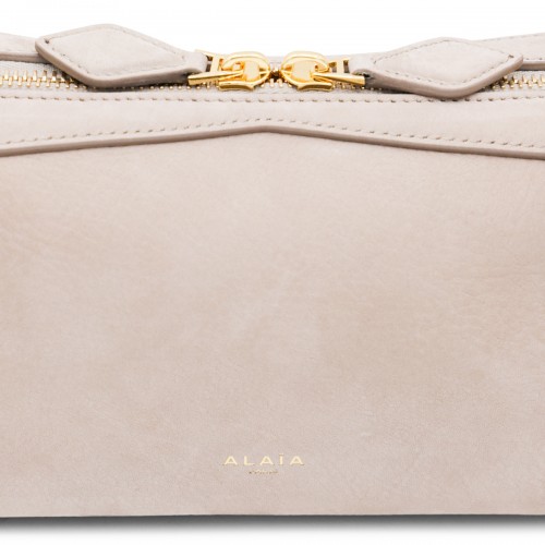 BEIGE LEATHER TECKLE MEDIUM SHOULDER BAG