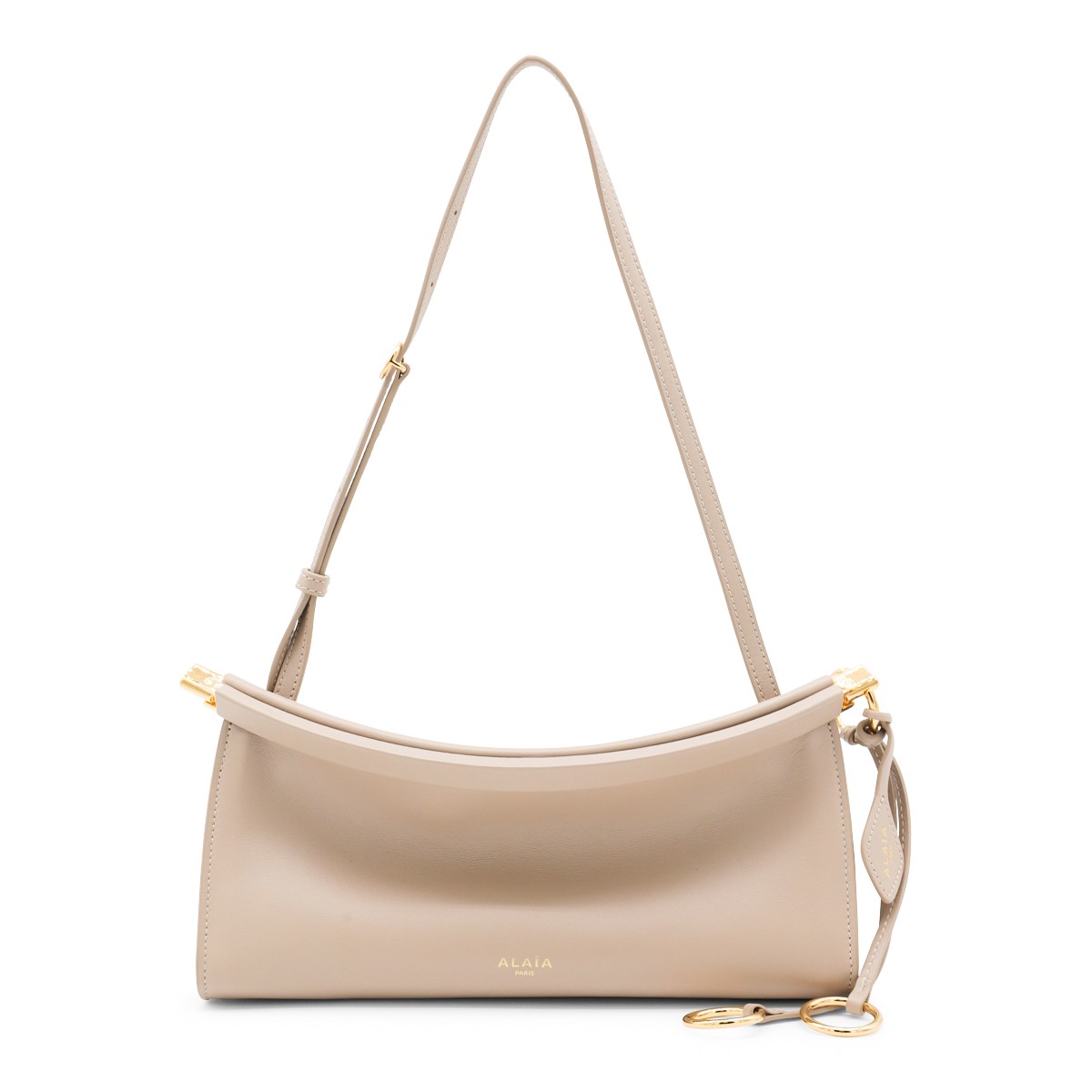 BEIGE LEATHER LE CLICK EAST WEST SMALL CROSSBODY BAG