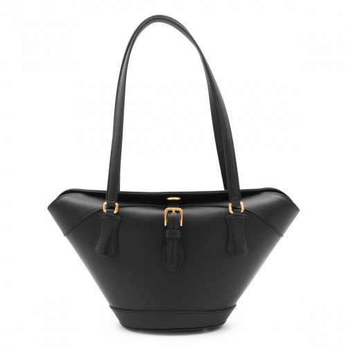 BLACK LEATHER CAPRI SATCHEL
