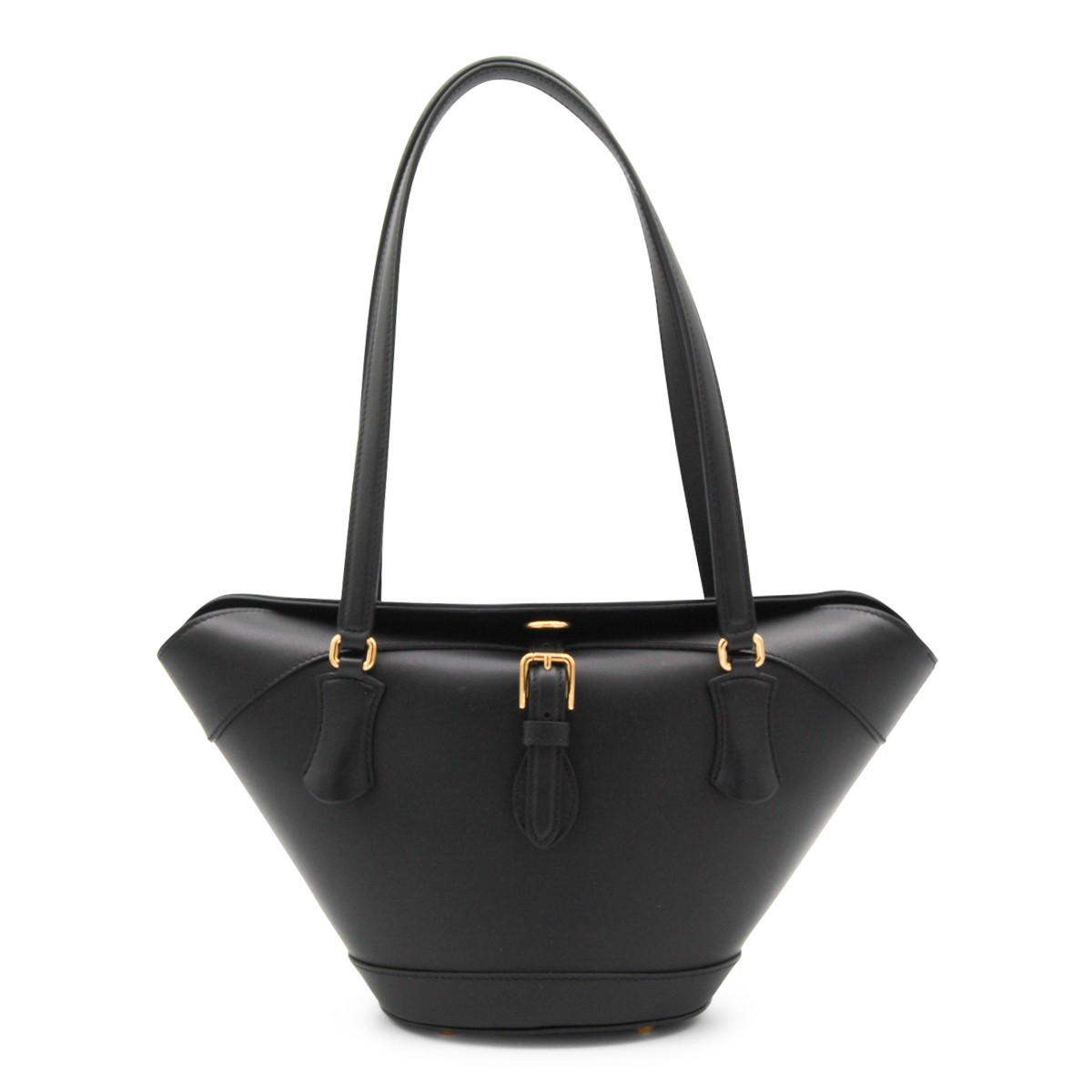 BLACK LEATHER CAPRI SATCHEL