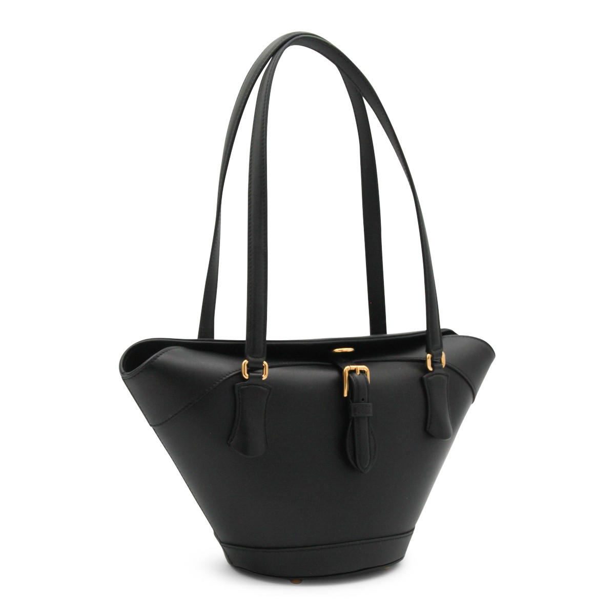 BLACK LEATHER CAPRI SATCHEL