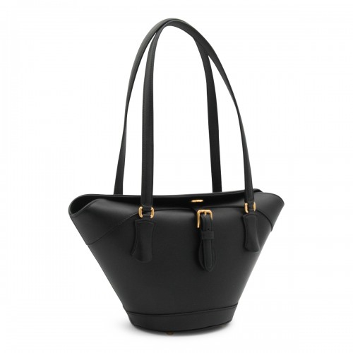 BLACK LEATHER CAPRI SATCHEL