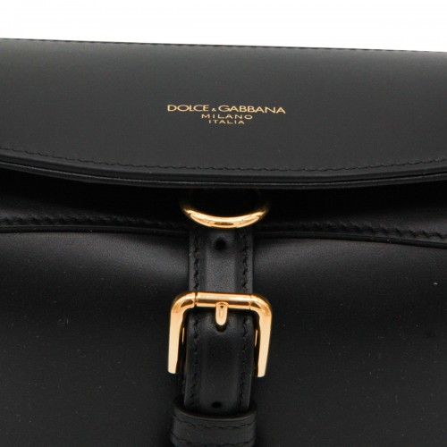BLACK LEATHER CAPRI SATCHEL