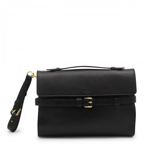BLACK LEATHER SHOULDER BAG