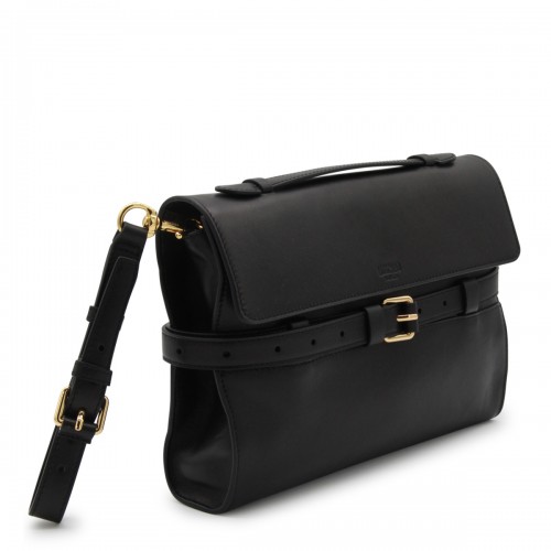 BLACK LEATHER SHOULDER BAG