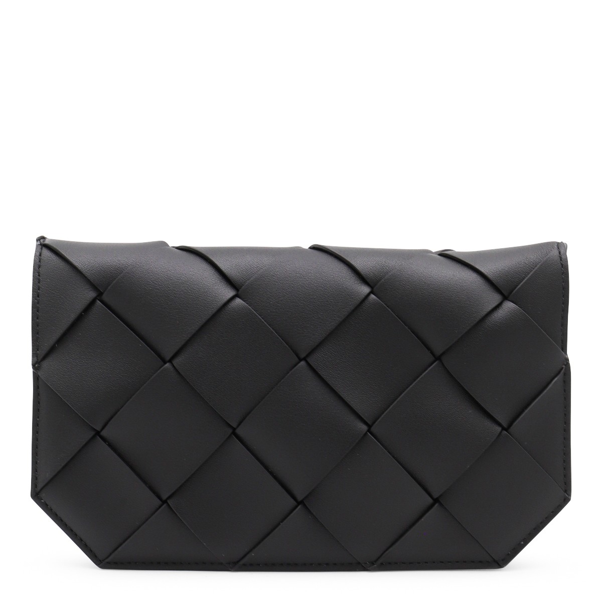 BLACK LEATHER DIAGO POUCH