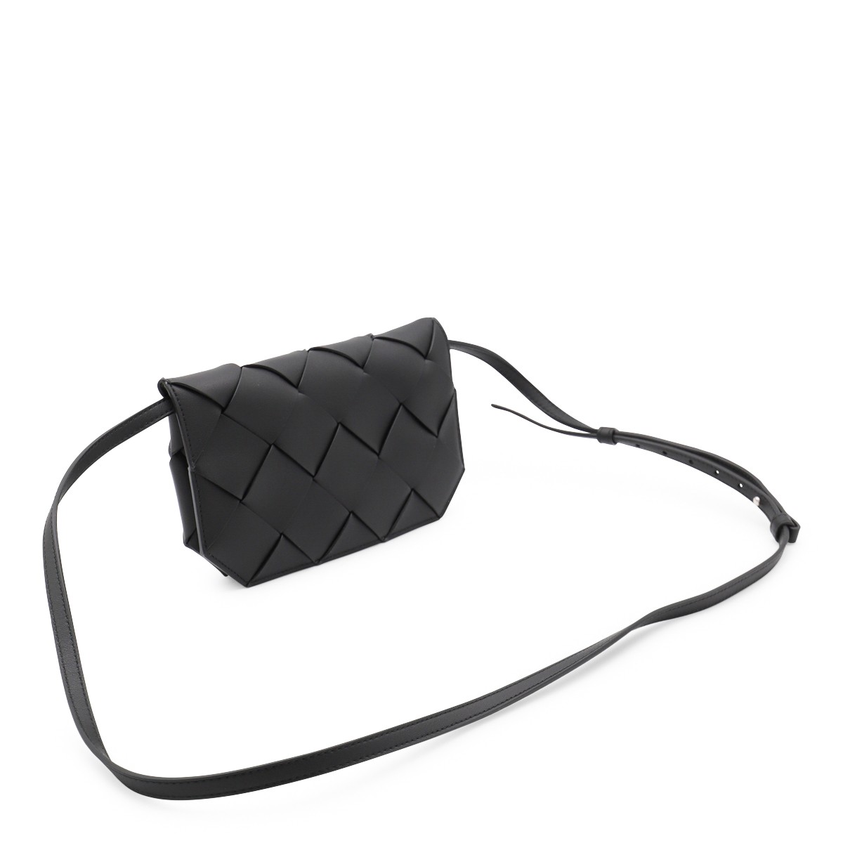 BLACK LEATHER DIAGO POUCH