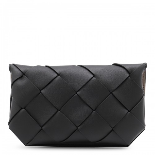 BLACK LEATHER DIAGO POUCH