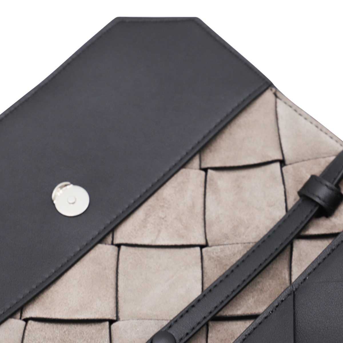 BLACK LEATHER DIAGO POUCH