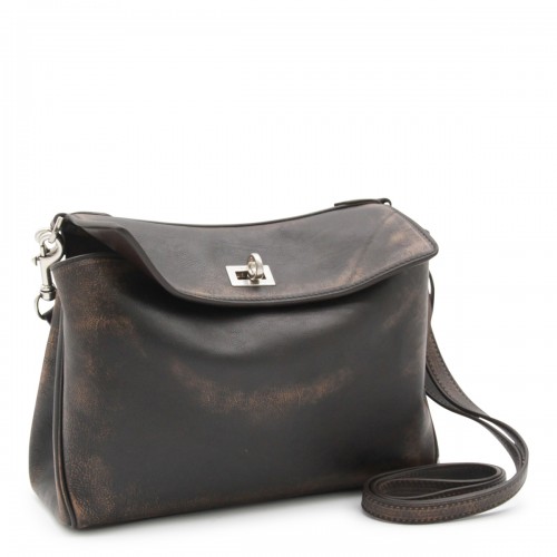 DARK BROWN LEATHER RODEO SMALL SHOULDER BAG