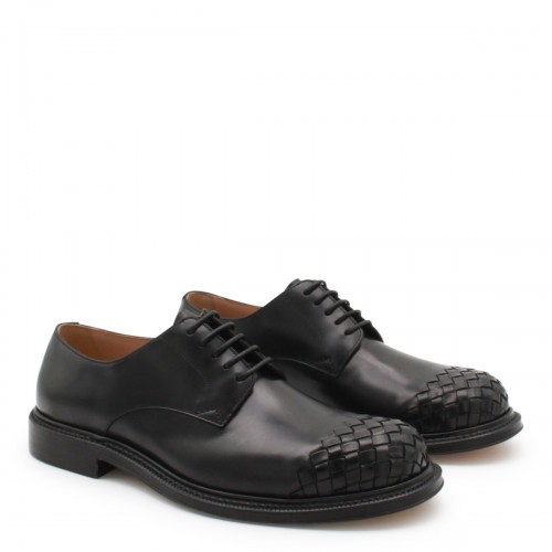 BLACK LEATHER LACE UP SHOES 2