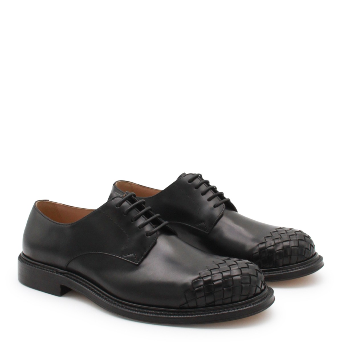 BLACK LEATHER LACE UP SHOES