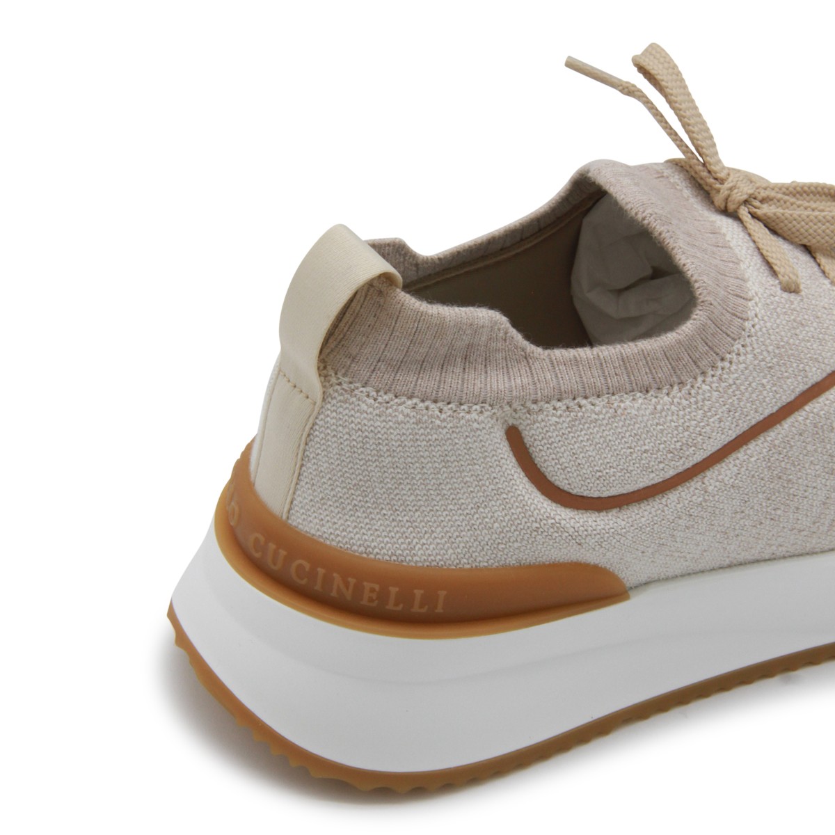 BEIGE AND BROWN LEATHER SNEAKERS