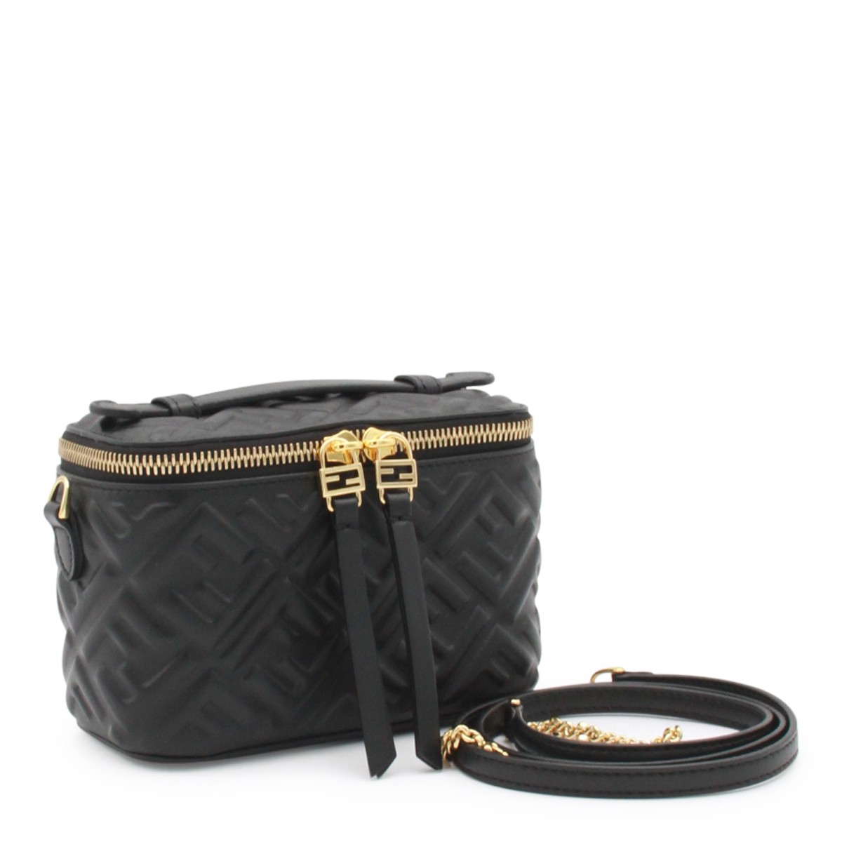 BLACK LEATHER VANITY NAP TOP HANDLE BAG BLACK LEATHER VANITY NAP TOP HANDLE BAG