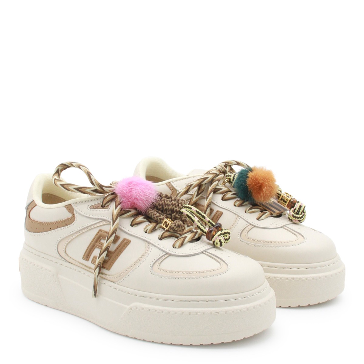 WHITE AND BROWN LEATHER MATCH SNEAKERS