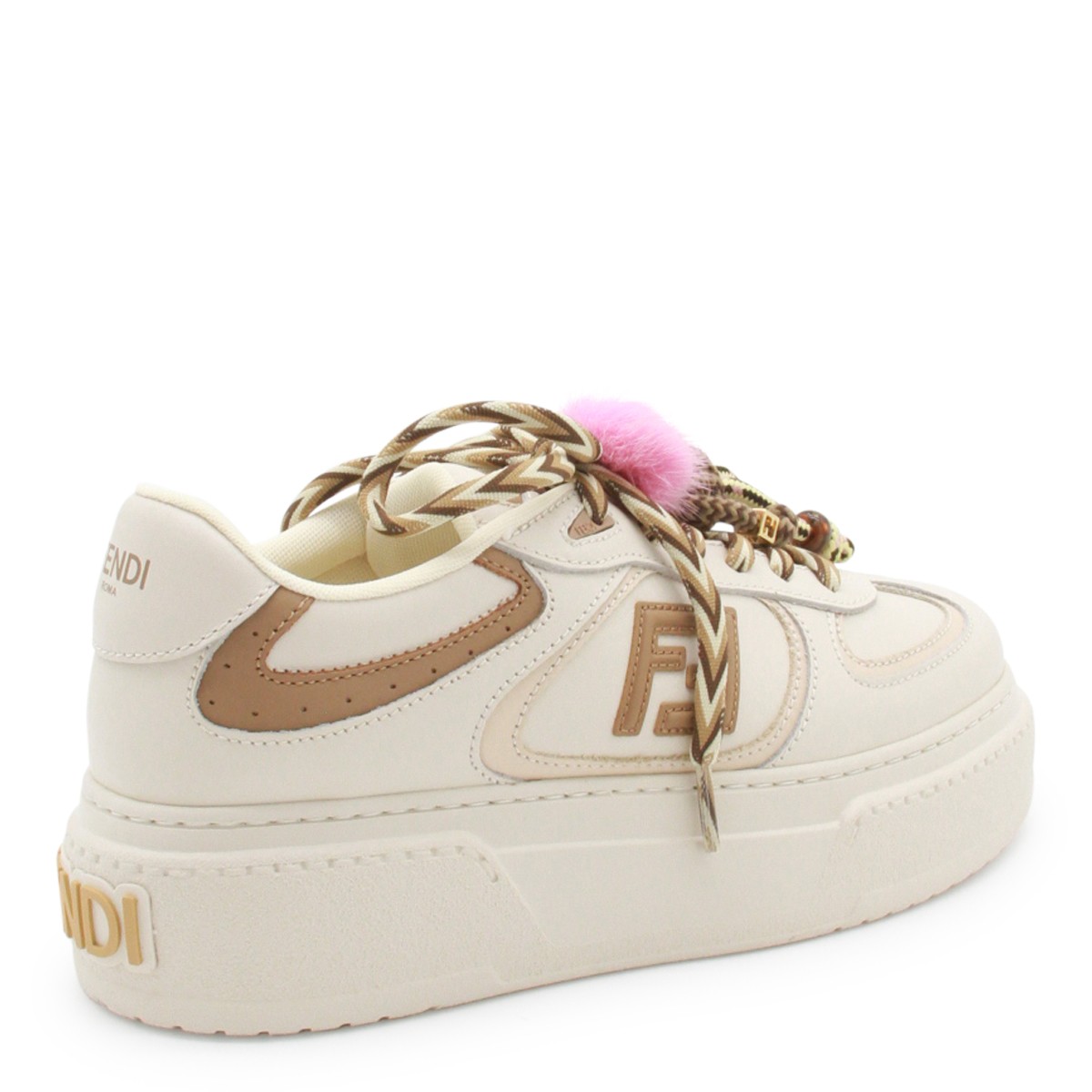 WHITE AND BROWN LEATHER MATCH SNEAKERS