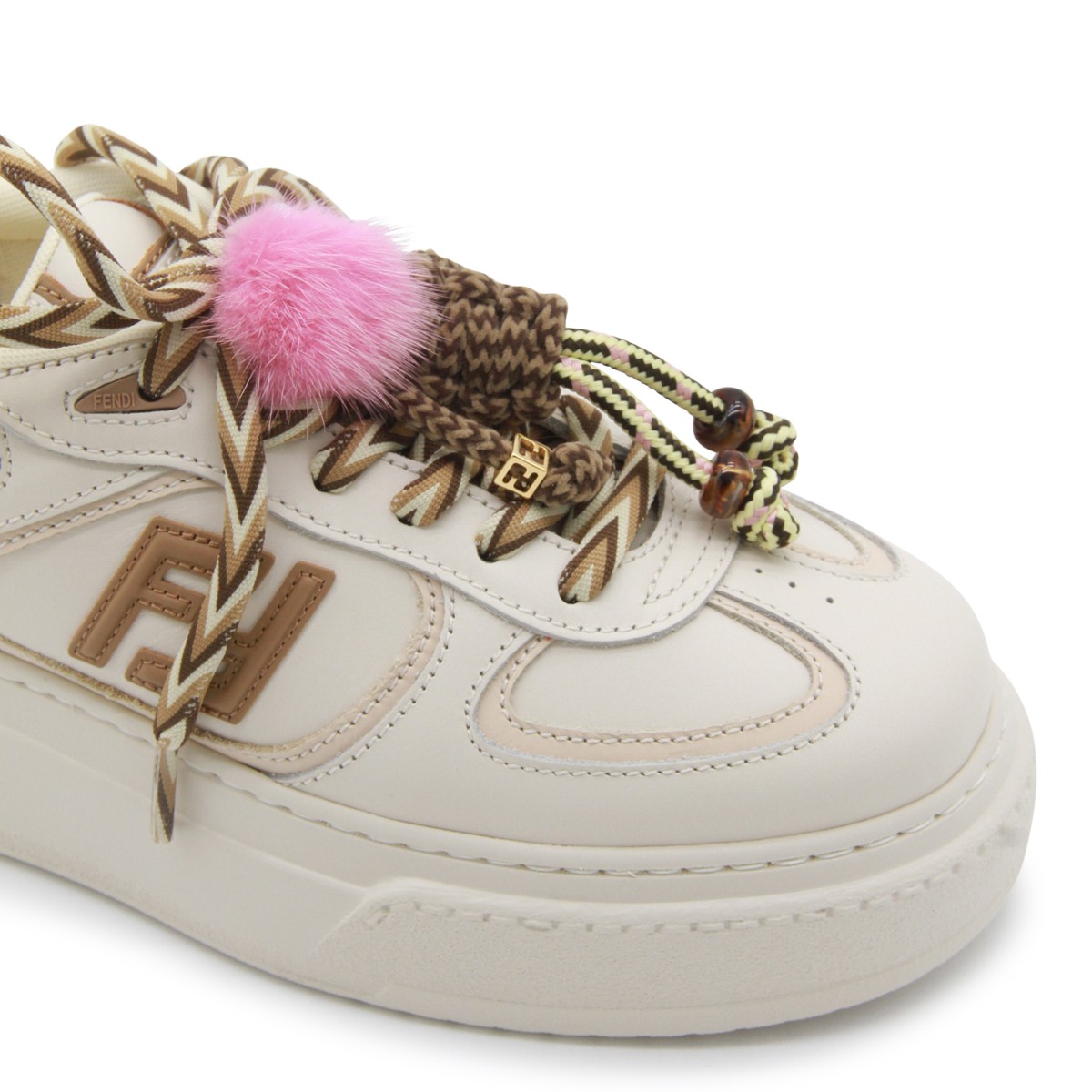 WHITE AND BROWN LEATHER MATCH SNEAKERS