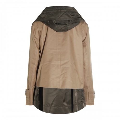 BEIGE AND GREEN COTTON CASUAL JACKET
