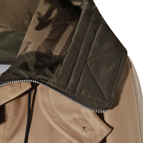 BEIGE AND GREEN COTTON CASUAL JACKET