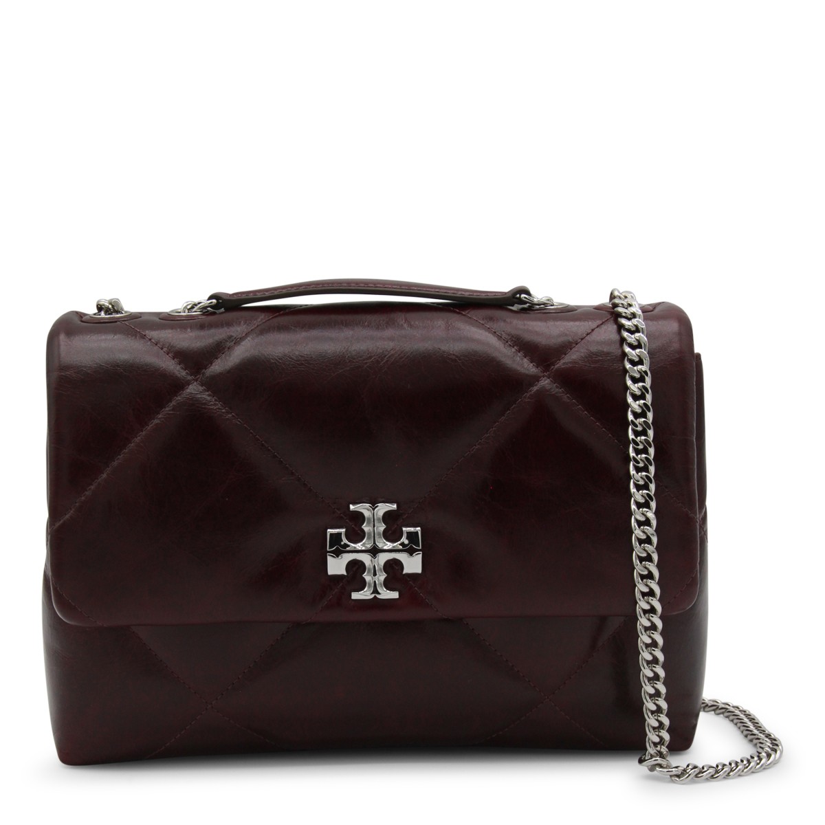 DARK RED LEATHER KIRA DIAMOND SHOULDER BAG