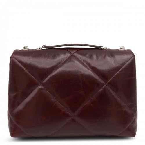 DARK RED LEATHER KIRA DIAMOND SHOULDER BAG