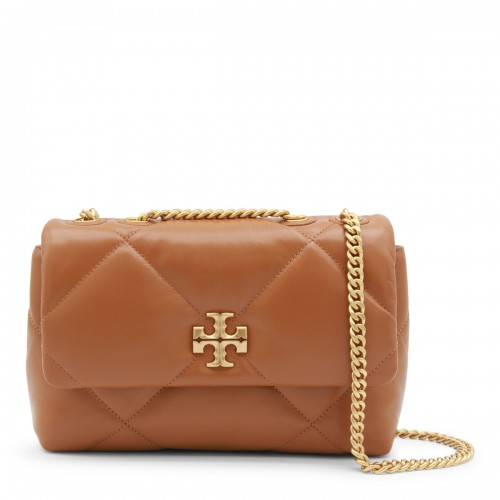 BROWN LEATHER KIRA DIAMOND SMALL SHOULDER BAG