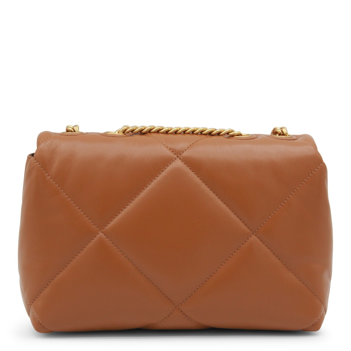 BROWN LEATHER KIRA DIAMOND SMALL...