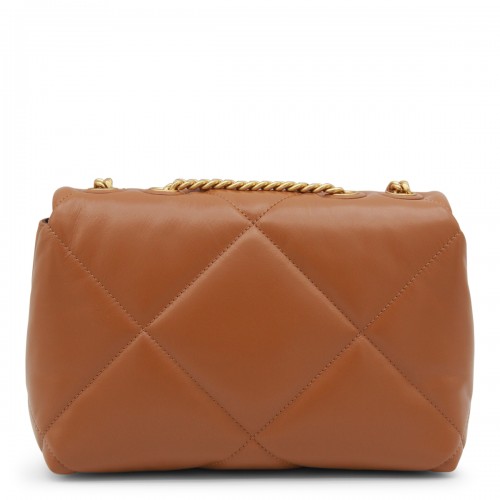 BROWN LEATHER KIRA DIAMOND SMALL SHOULDER BAG