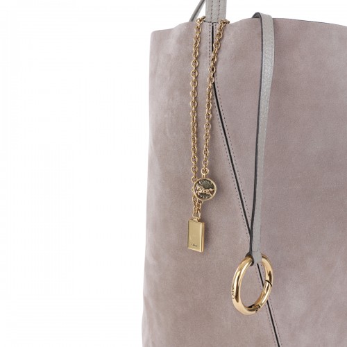 LIGHT GREY LEATHER SPIN TOTES