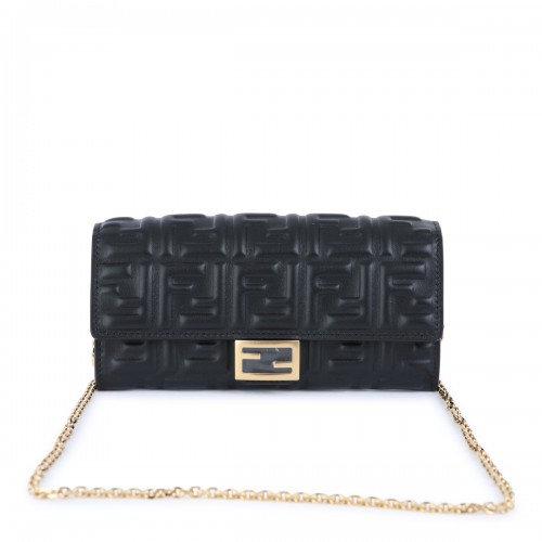 BLACK LEATHER CONTINENTAL BAGUETTE MINI BAG