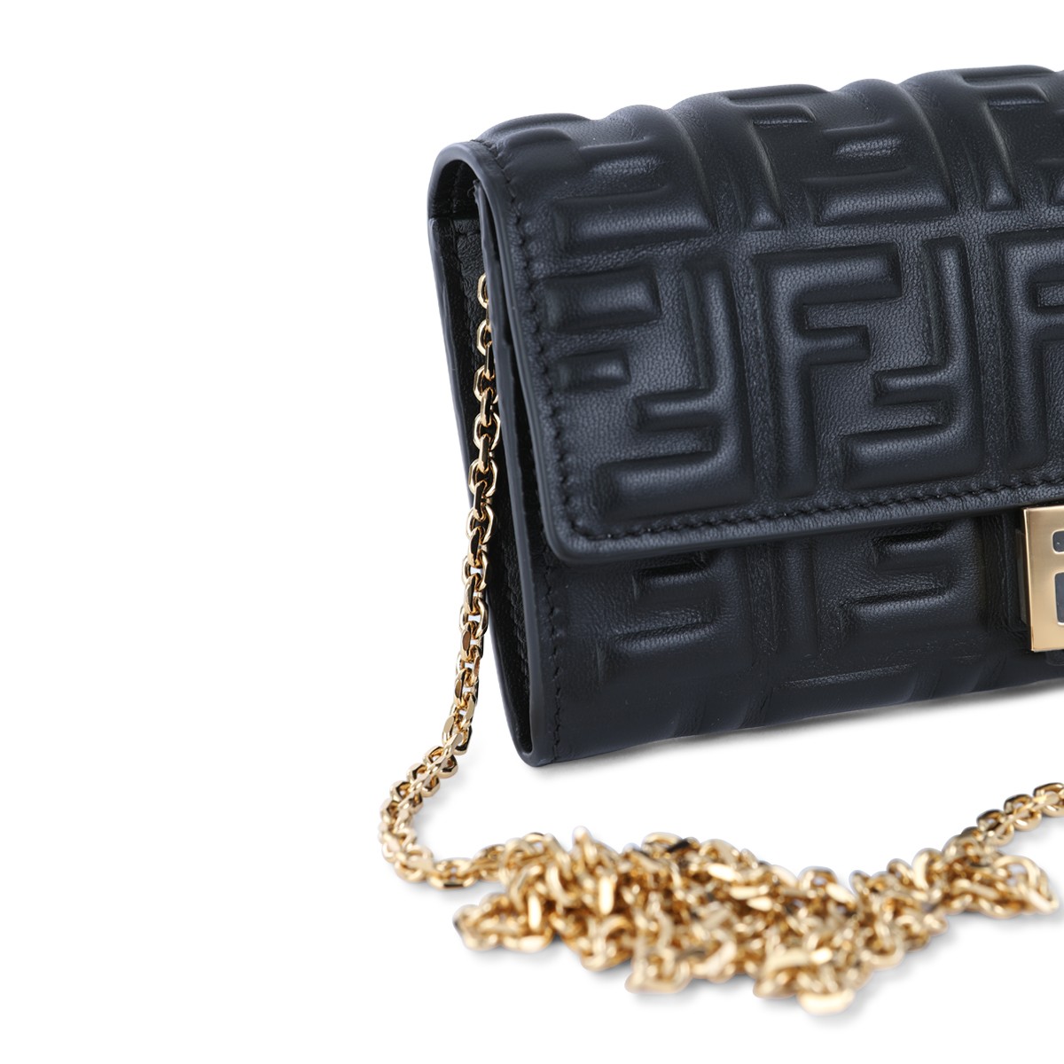 BLACK LEATHER CONTINENTAL BAGUETTE...