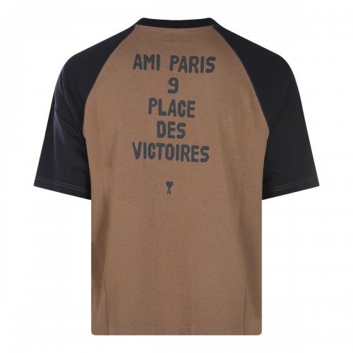 BROWN AND BLACK COTTON T-SHIRT