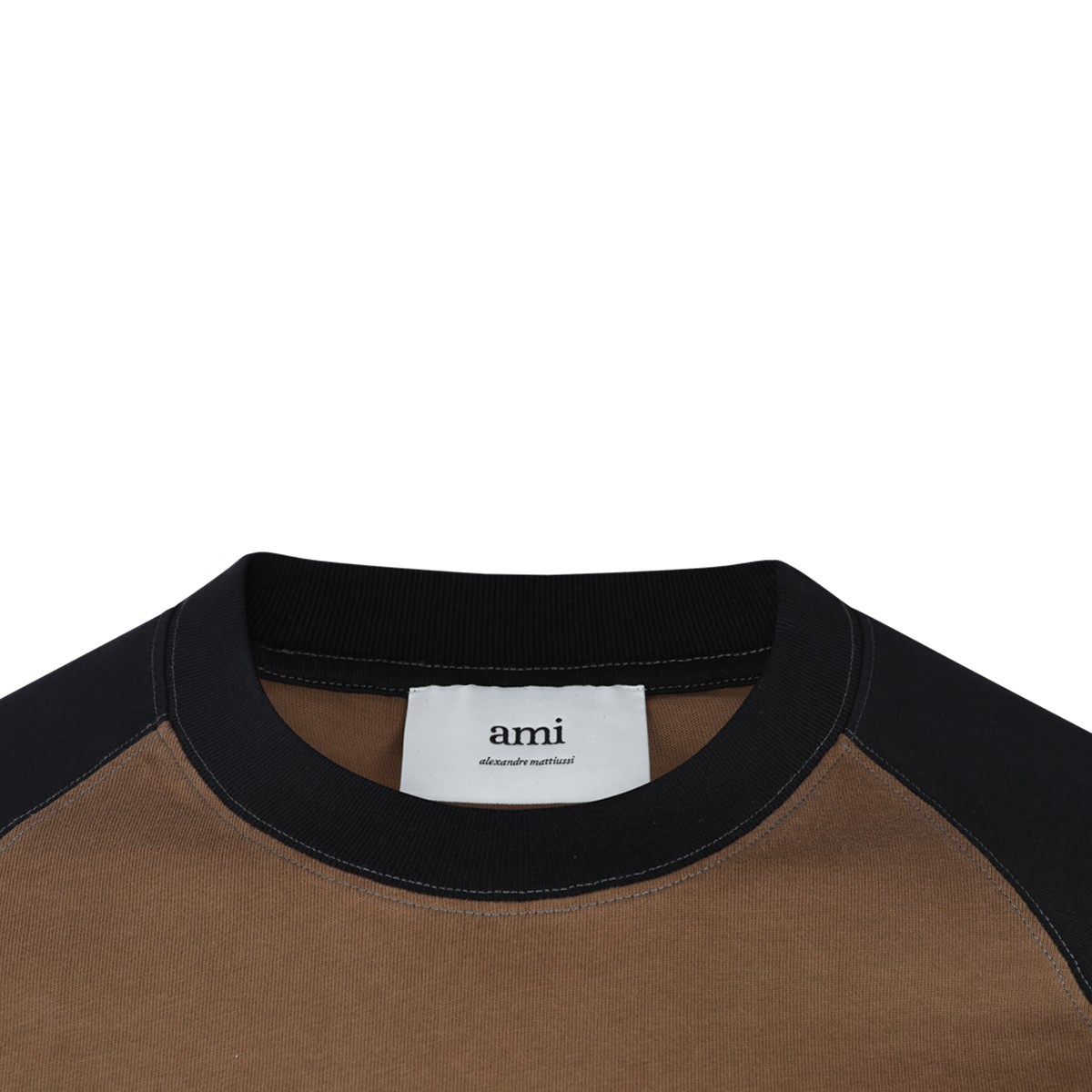 BROWN AND BLACK COTTON T-SHIRT