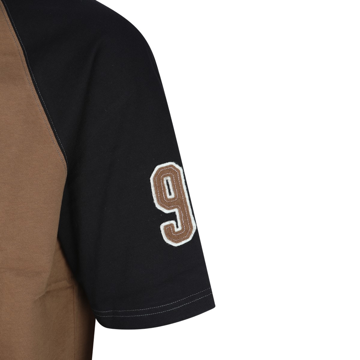 BROWN AND BLACK COTTON T-SHIRT