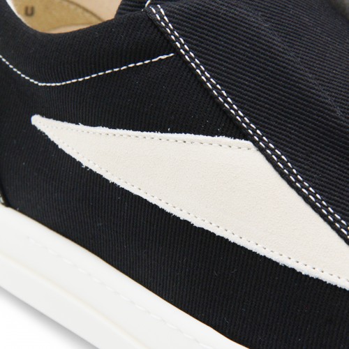 BLACK AND WHITE LEATHER LACELESS VINTAGE SNEAKERS