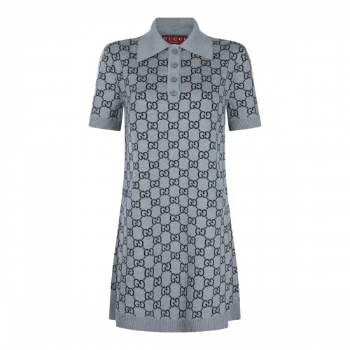 GREY AND BLACK WOOL DRESS