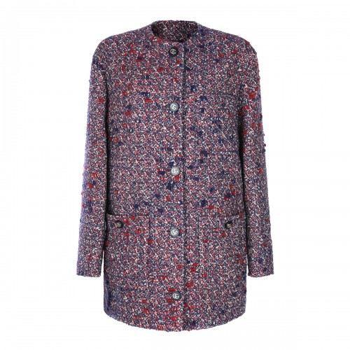 BLUE AND RED WOOL CASUAL JACKET