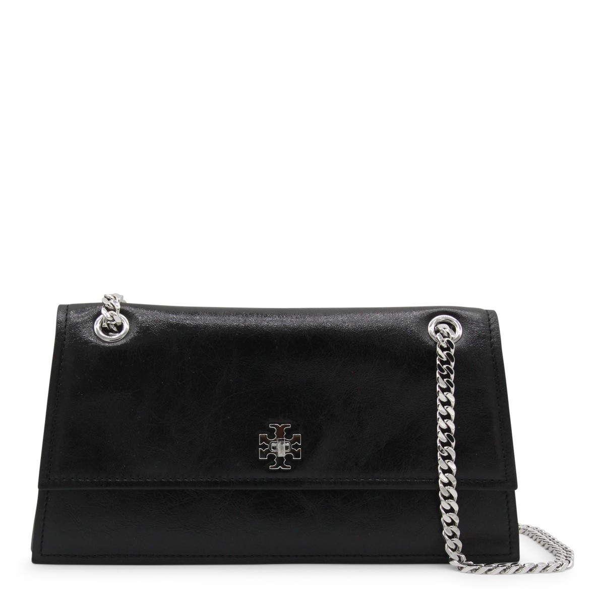 BLACK LEATHER KIRA TURNLOCK SHOULDER BAG