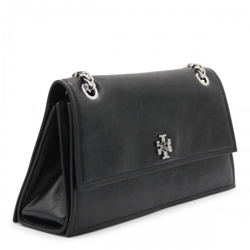 BLACK LEATHER KIRA TURNLOCK SHOULDER BAG