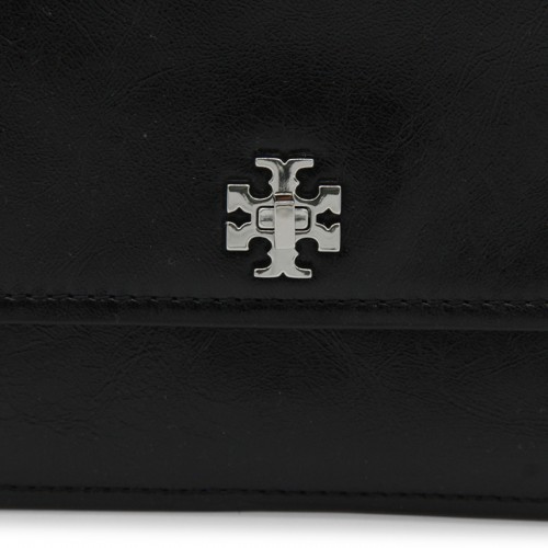 BLACK LEATHER KIRA TURNLOCK SHOULDER BAG