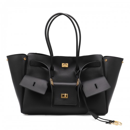 BLACK LEATHER CARRY ALL BEL AIR BACKPACK